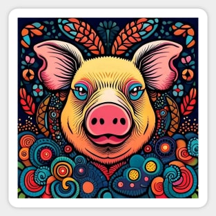 Porky the Psychedelic and Colorful Pig Sticker